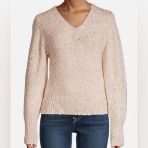 Magaschoni pale pink tweed alpaca blend Speckled V-Neck Sweater